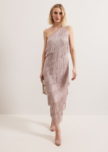 Phase Eight Amity Fringe Dress Pink Canada | HATZXV-390